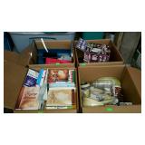 Skid lot: four boxes, books, kitchen wares and