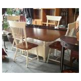 Dining table with four chairs spindle back white