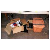 Group lot with orange tote and misc computer