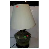 Brass home decor lamp, with shade, measures 31