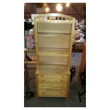 Two piece unit. Three drawer chest with upper