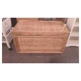 Wicker storage trunk, measures 32 inches long, by