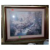 Print - pastel colors forest stream waterfall