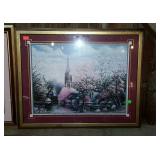Print - Church lake scene, framed & matted - 31 x