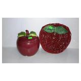 Home decor - Apple shaped cookie jar, and wicker