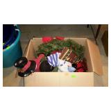 Christmas decor, box lot - wreath, rope lights,