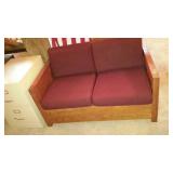 Wood framed, four cushion loveseat in This End U