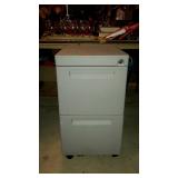 Two drawer locking file cabinet on wheels, no