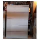 Five drawer lateral file cabinet, with key
