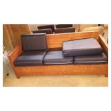 Wood framed, six cushion sofa, but missing some