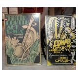 Framed Russian music festival posters. Yellow and