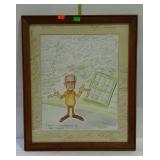 Caricature with retirement best wishes, framed -
