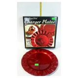 Charger plates, set of eight Scalloped Red with bx