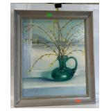 Painting on board, floral still life, framed -