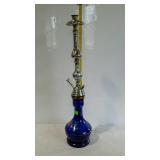 Hooka pipe, 26" tall, cobalt blue glass & metal