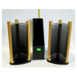 Group - two CD storage racks, and one magazine