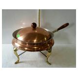 Large copper chafing dish with stand- 17" diameter