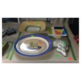 Group with snack platters and a fish wall decor