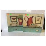 Two wall decor art pieces 16x16