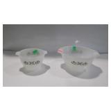 Fireking nested tab handled bowls with green