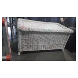 Wicker storage trunk, measures 35 inches long, by