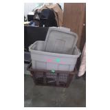 Group lot includes laundry basket and tote with