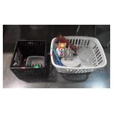 Misc - Laundry basket, arrow quiver, enamel nested