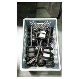 Milk crate with eight solar stake lights