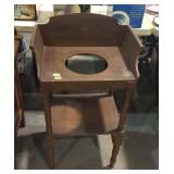 Washstand with bowl cut-out top, back splash, and