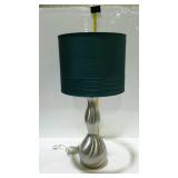 Brushed chrome modern table lamp with fabric