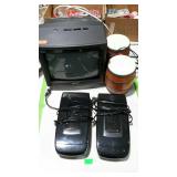 Electronic lot: portable tv, two VHS tape