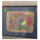 Abstract picture  with colorful birds and floral