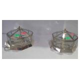 Two brass & glass ceiling lights - code LY