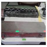 Tools - two tool boxes with large sockets, ratche,