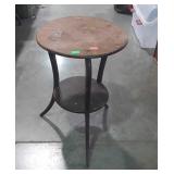 Candle stand with curved legs and secondary shelf,