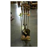 Wood handled brass fireplace tools, not poke is