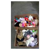 Two boxes of stuffed animals including TY Beanie