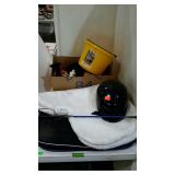 Equestrian lot - whip, riding helmet, saddle pads,