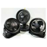 Three portable fans - two Honeywell, and one