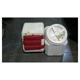 Two poly storage containers - one is Blitz Stack-N