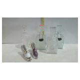 Misc - two Limoges shoes, three whiskey decanters,
