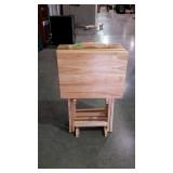 Set of four TV snack trays with stand