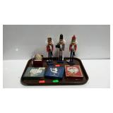 Tray lot of Christmas decor. Miniature