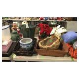 Decor group lot with baskets, planter, artificial