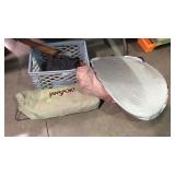 Tote with window car shield, couple tents in bags