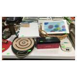 Table lot with canvas boards, home, decor scales