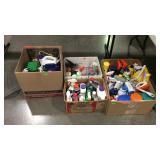 Four boxes with weed killer, house cleaner etc