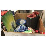 Group lot with radio, foam pieces, laundry basket