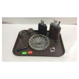 Bar Accessories, cork screw, 2 flasks, bottle