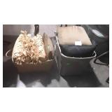 Two totes of home decor throw pillows